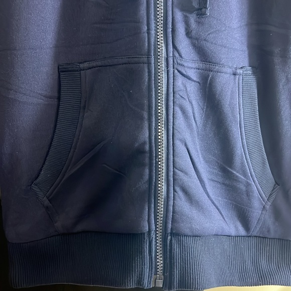 NEW Q-ACTIVE BLUE SHERPA LINED FAUX FUR FULL ZIP HOODIE JACKET SIZE LARGE - Picture 5 of 10